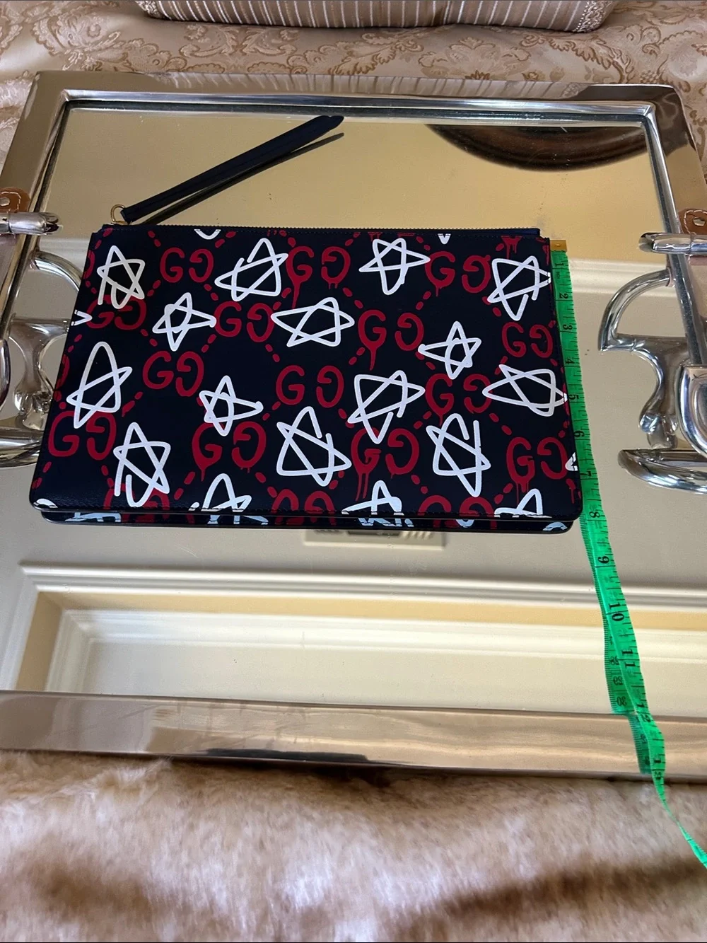 Gucci Black Red & White Star GG Zip Pouch